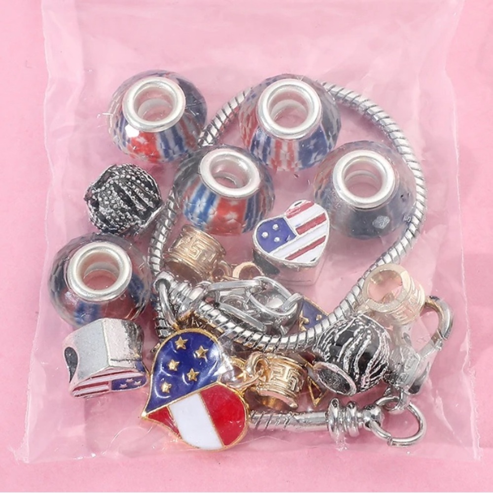 USA Patriotic Charm Bracelet – 11 Interchangeable Charms | 4th of July Ready NEW - Picture 6 of 10
